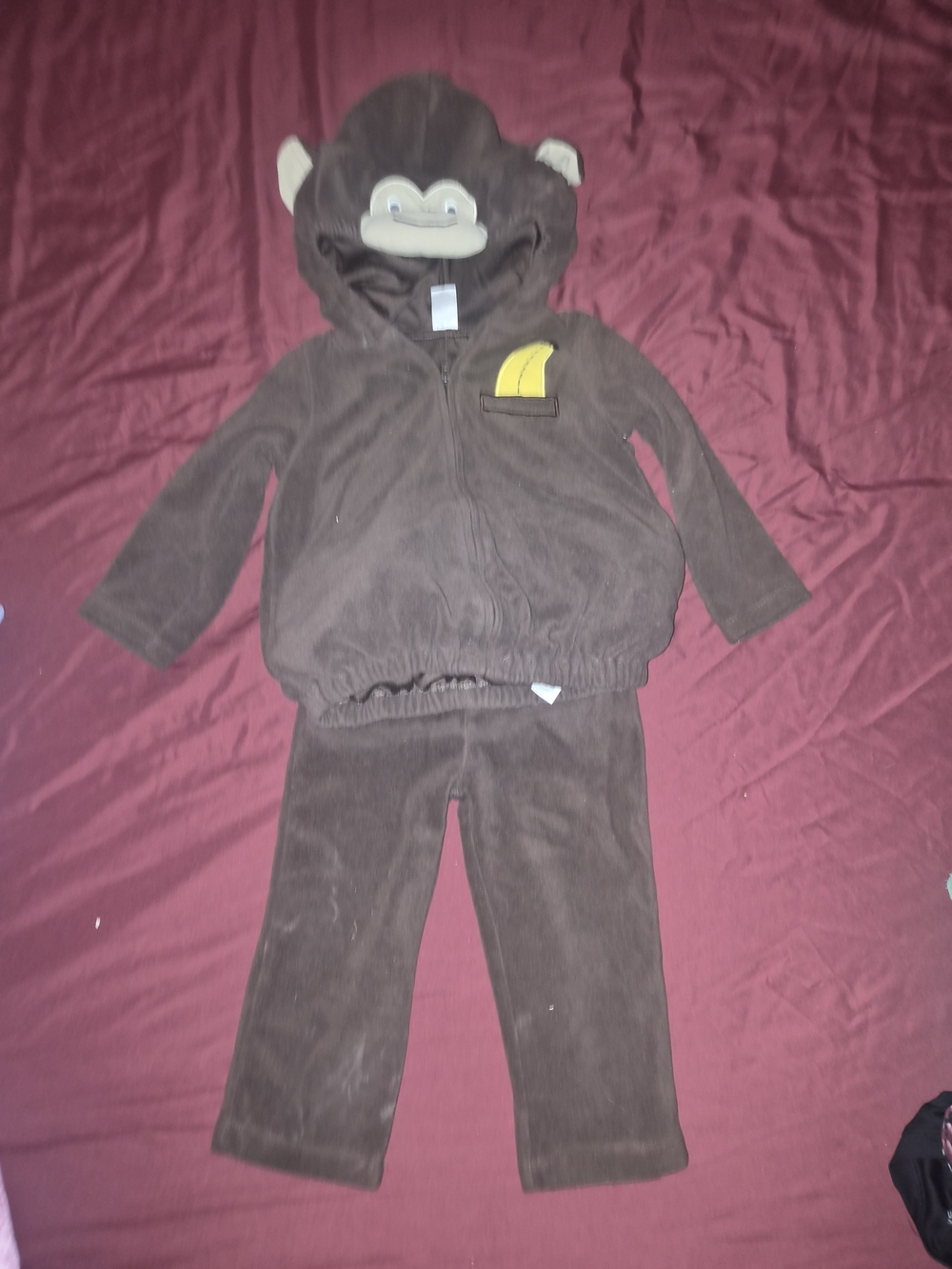 Carter’s Monkey Halloween Costume 24M 2 Piece Fleece Hooded Banana